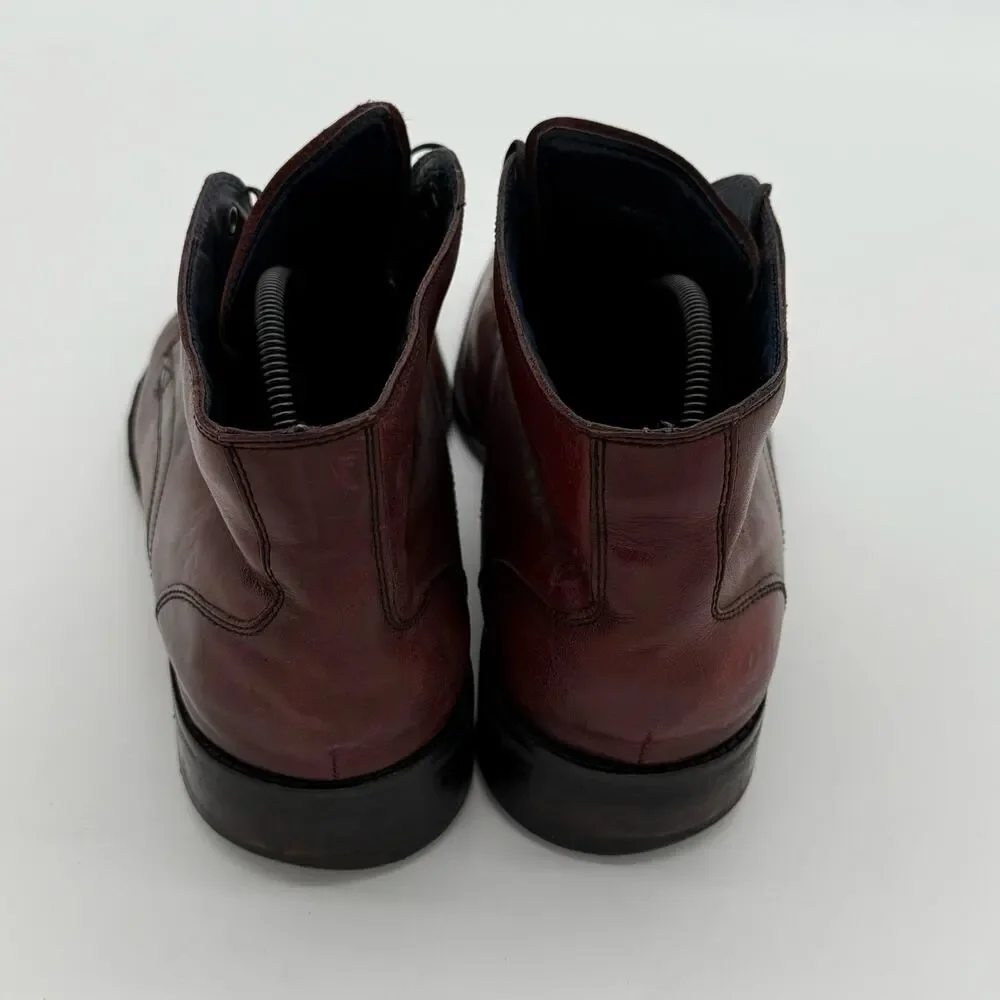 Cole Haan Men's Wine/Burgundy Leather Lace-Up Ankle Boots